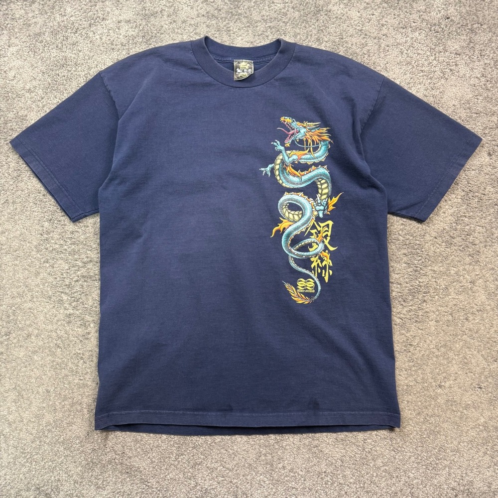 Silver Strand Dragon Graphic T-Shirt Navy Blue XL Streetwear Tee